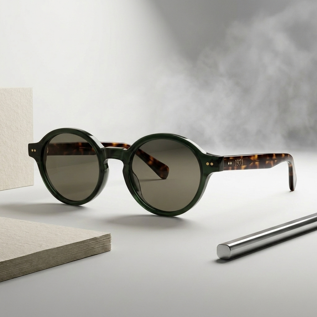 Vintage sunglasses UK tundra green round frame minimal design everyday wear